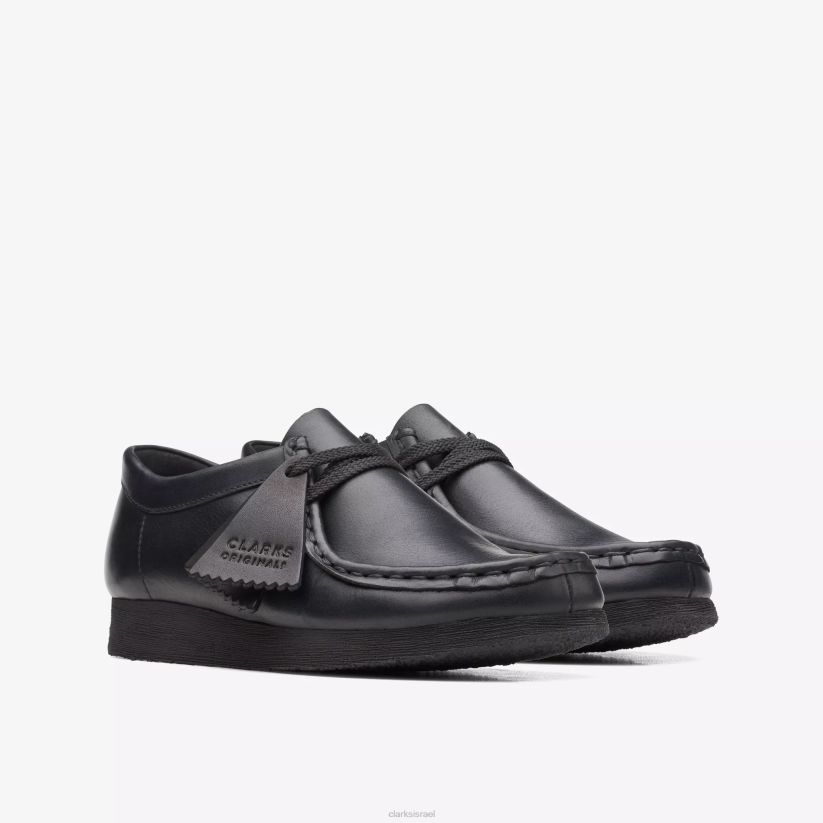 V2681010 עור שחור Clarks wallabee מבוגר יותר