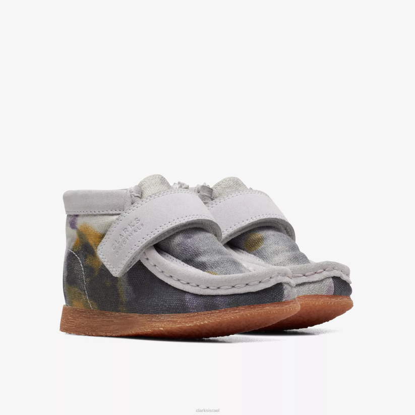 V2681013 לקשור צבע טקסטיל Clarks פעוט מגף wallabee