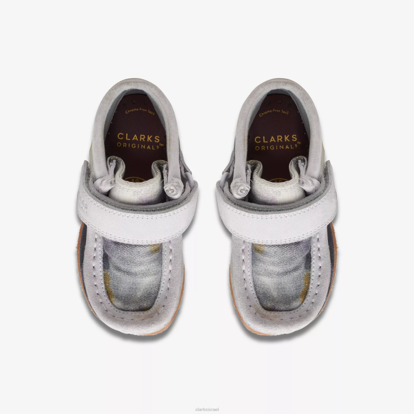 V2681013 לקשור צבע טקסטיל Clarks פעוט מגף wallabee