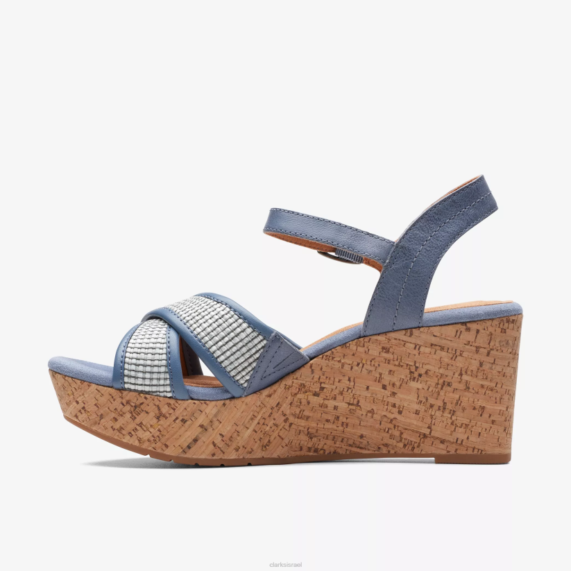 V268175 עור כחול ג'ינס Clarks אורי שזיף