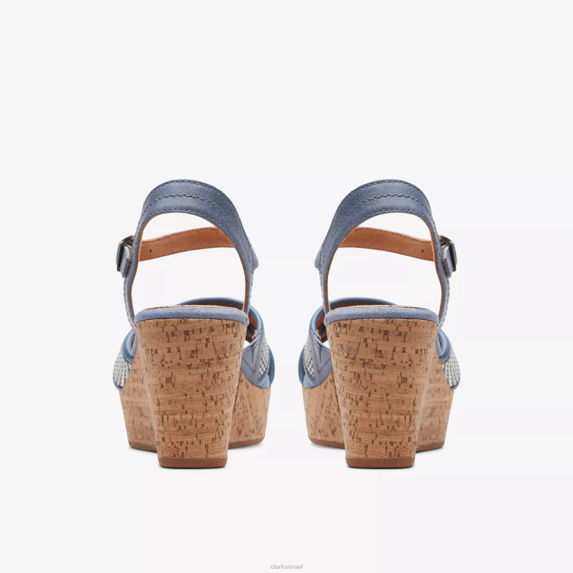 V268175 עור כחול ג'ינס Clarks אורי שזיף