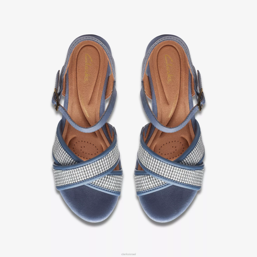 V268175 עור כחול ג'ינס Clarks אורי שזיף