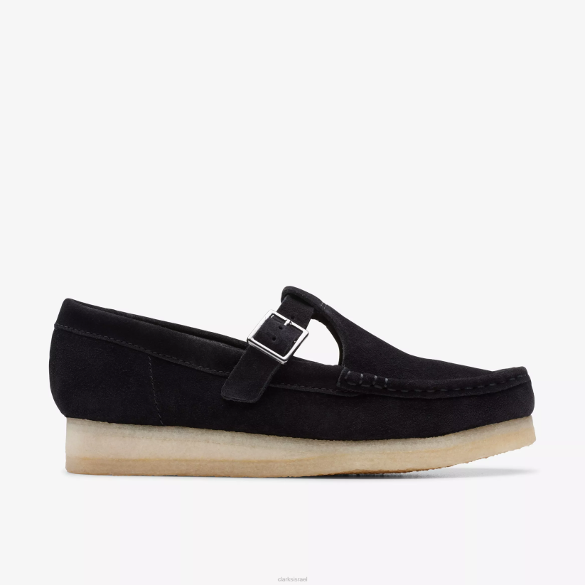 V268248 זמש שחור Clarks wallabee t-bar