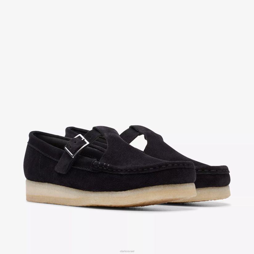 V268248 זמש שחור Clarks wallabee t-bar