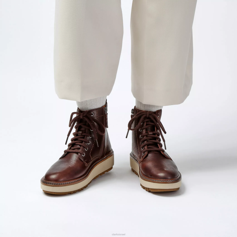V268457 עור חום כהה Clarks תחרה אורינה