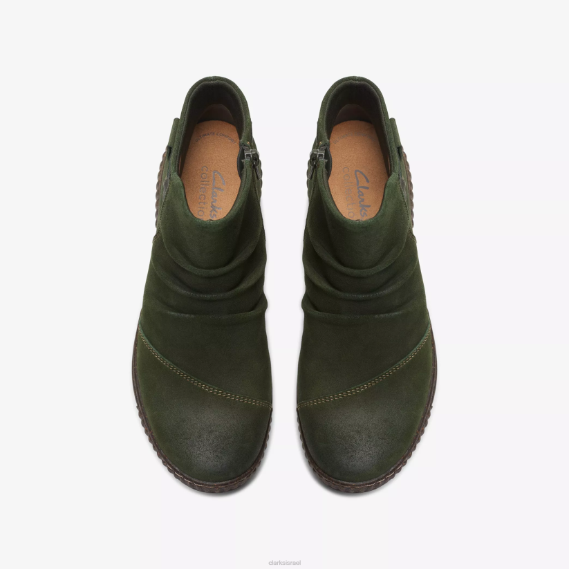 V268466 זמש ירוק כהה Clarks דרבי קרוליין