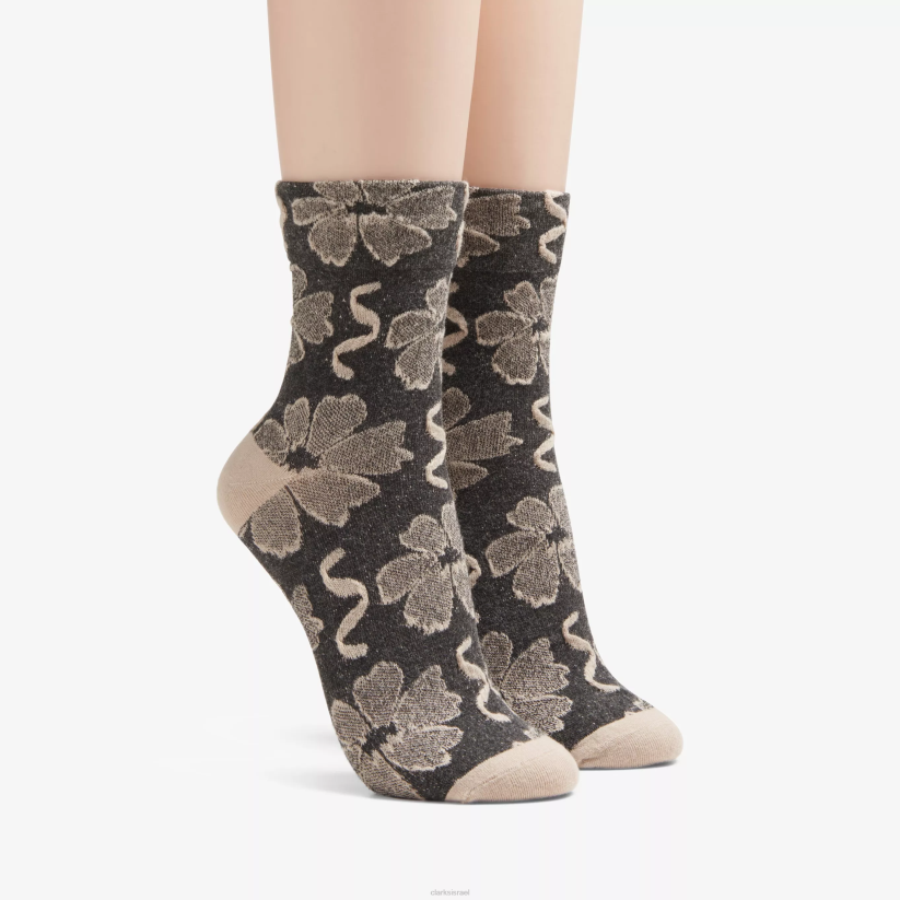 V268638 פרחוני שחור Clarks צוות פרחים