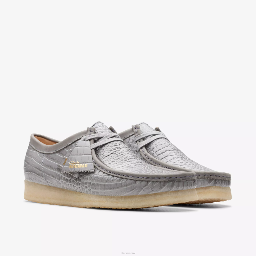 V268664 הדפס קרוקודיל אפור Clarks וואלאבי